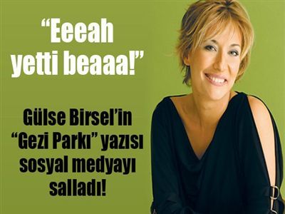 Gülse Birsel‘den  ‘Gezi Parkı‘ Tercümesi; Eeeah yetti beaaa!