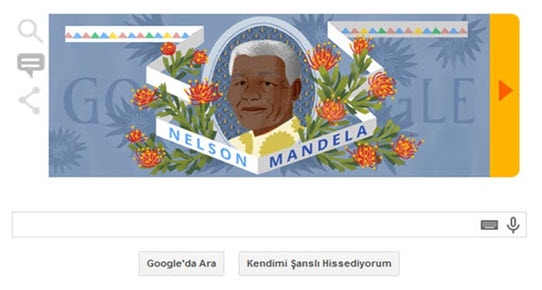 Nelson Mandela Google'a doodle oldu