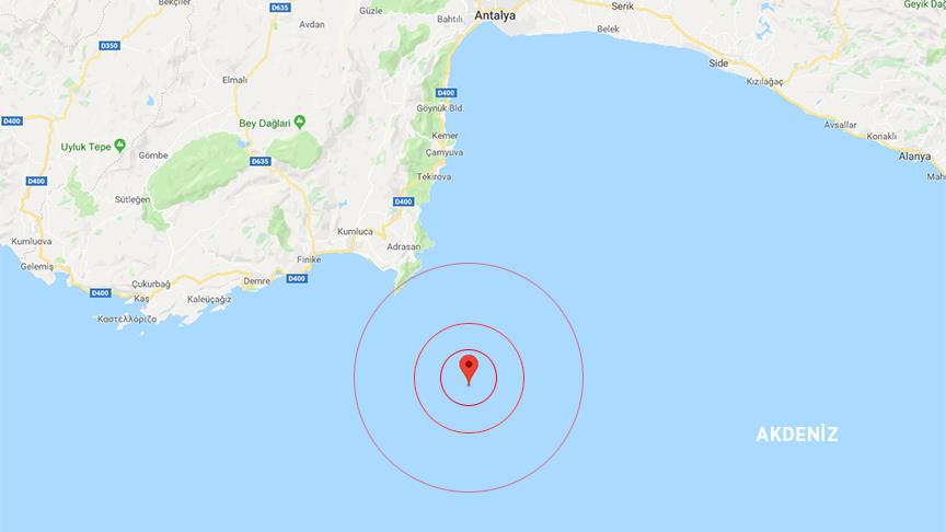 Akdeniz'de 4,1 büyüklüğünde deprem!