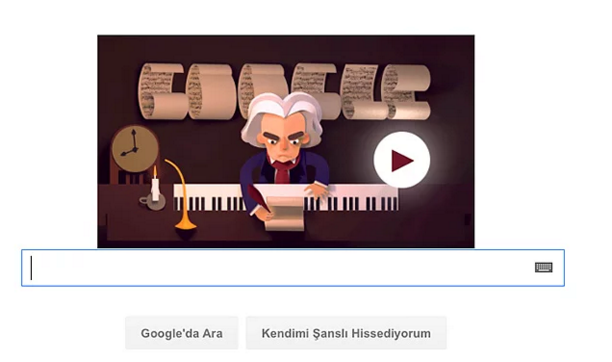 Google'dan Beethoven'a Özel Müzikli ve Oyunlu Doodle