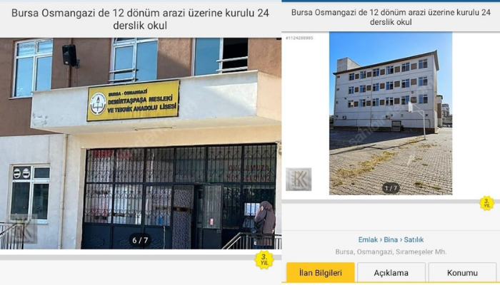 Bursa’da satılık devlet okulu