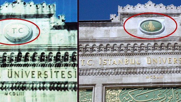 İstanbul Üniversitesi'nin kapısına 'TC' yerine tuğra